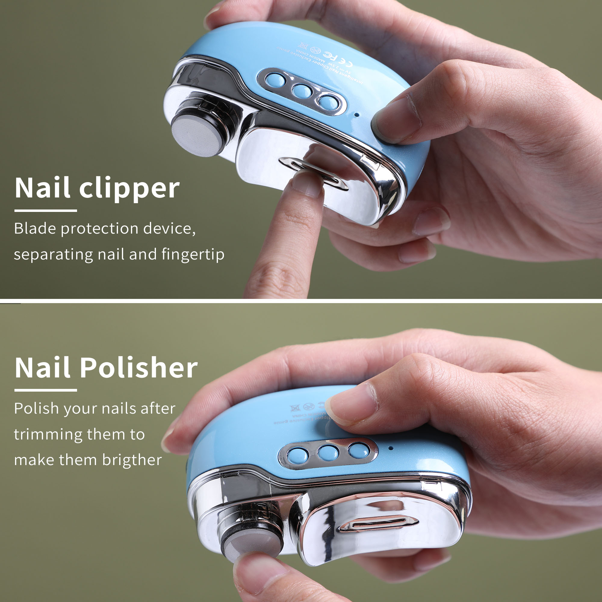 Electric Nail Clipper with UV Baking Light Nail Trimmer Electric Nail Polisher