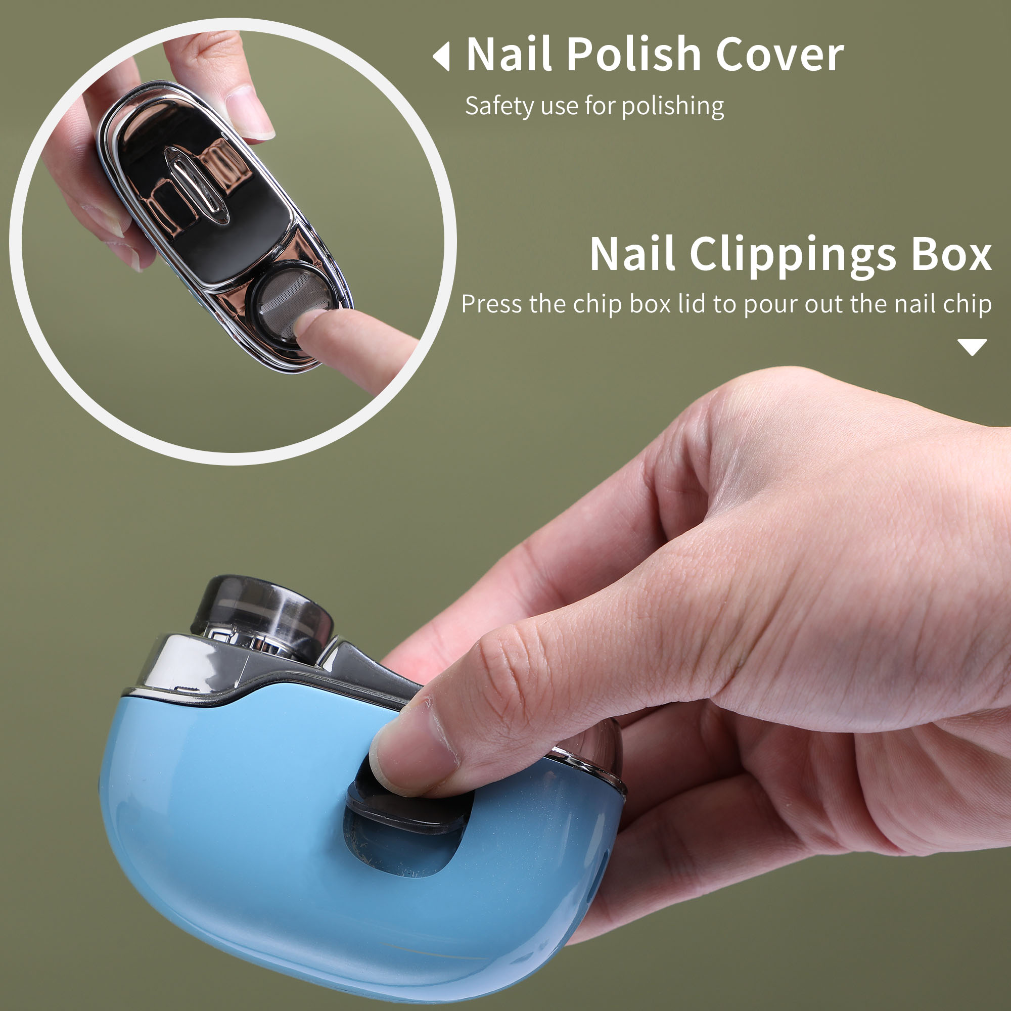 Electric Nail Clipper with UV Baking Light Nail Trimmer USB Rechargeable Polish Safety