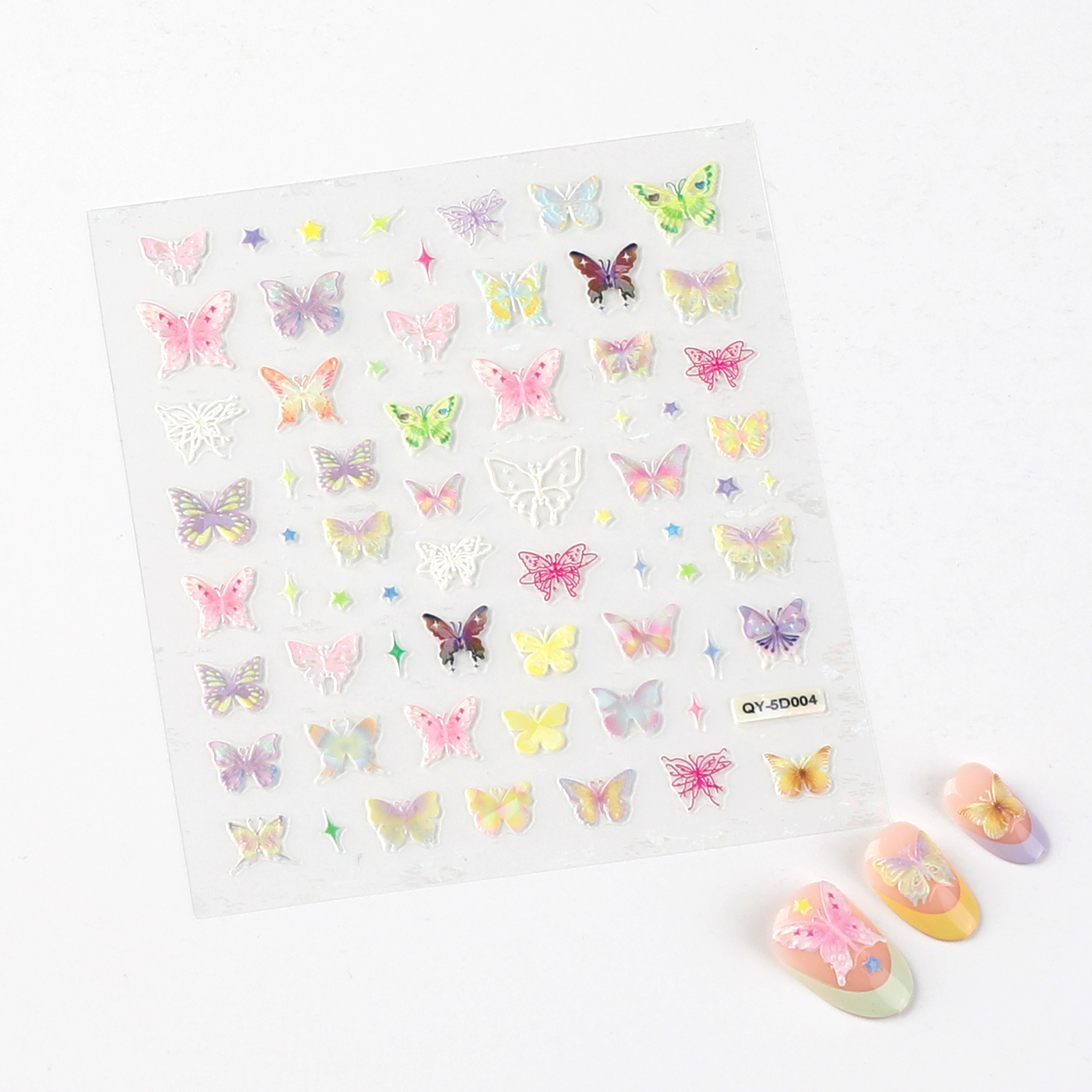 5 Sheets Butterfly Nail Stickers 5D Embossed Nail Decals