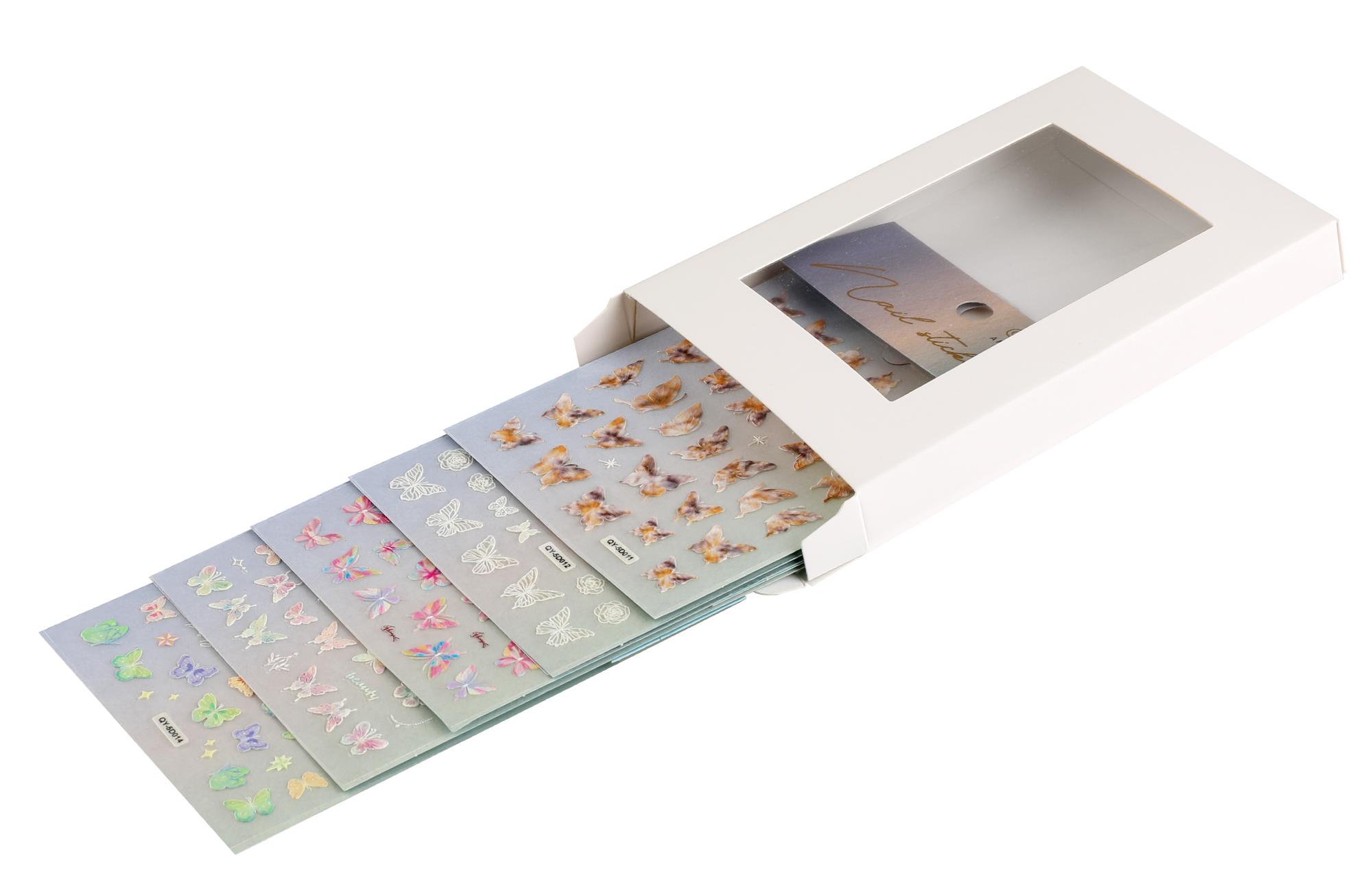 5 Sheets Butterfly Nail Stickers 5D Embossed Self-Adhesive Nail Art Stickers for Nails Art Decoration