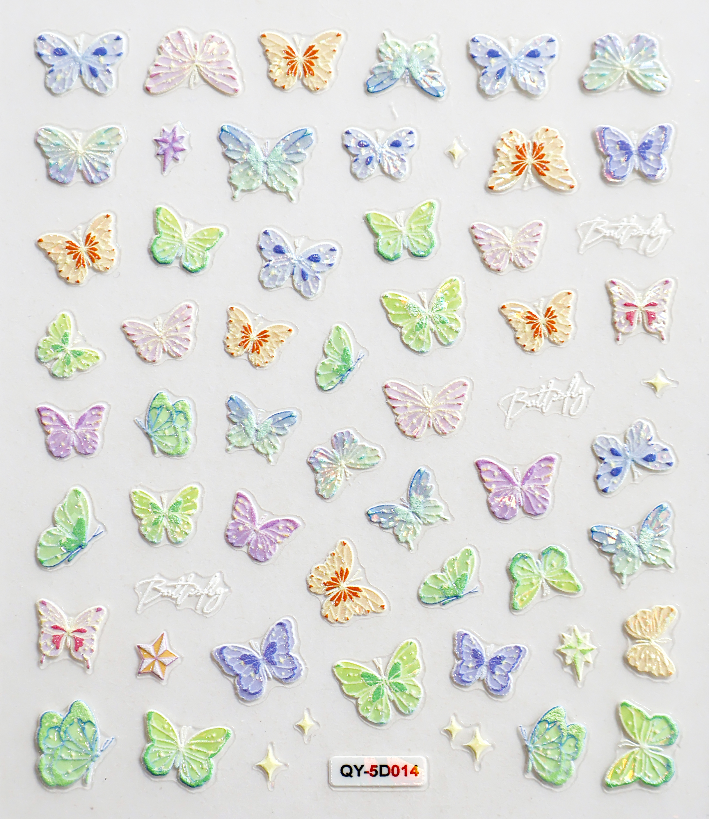5 Sheets Butterfly Nail Stickers 5D Embossed Self-Adhesive Nail Art Stickers for Nails Art Decoration